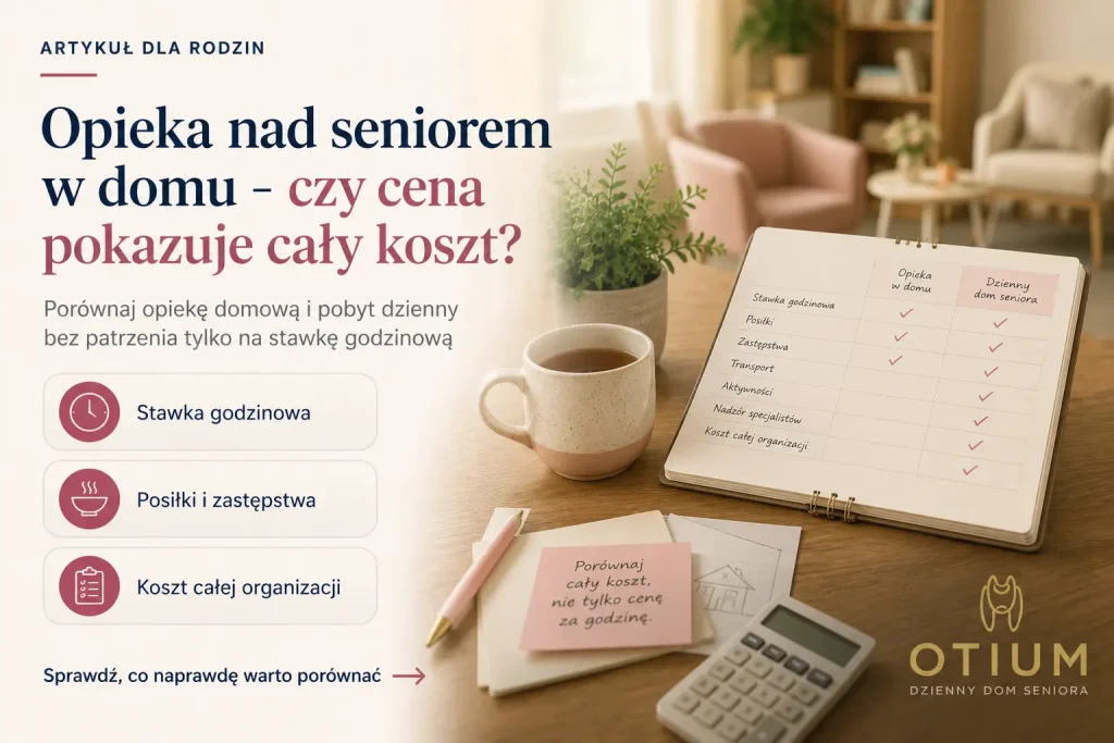 Porównanie kosztów opieki nad seniorem w domu i pobytu w dziennym domu seniora OTIUM w Krakowie